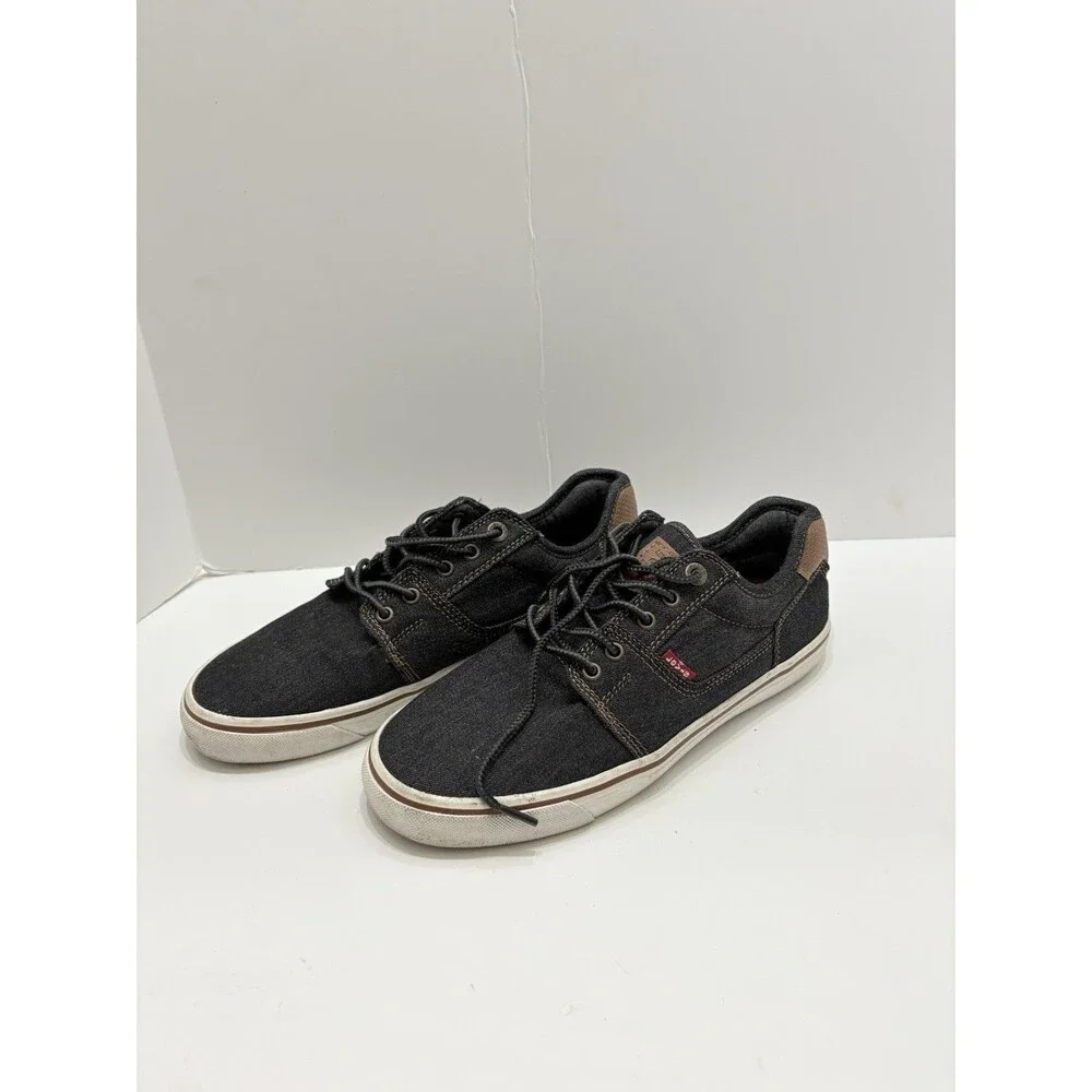 Levis Shoes Mens 7.5 Casual Sneakers Flats Comfort  Black Lace Up Low Shoes Levi